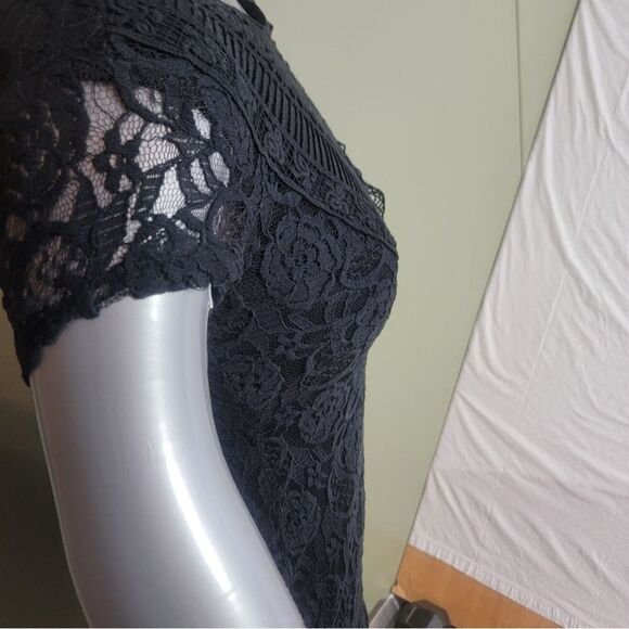Exhilaration Women's Lined Black Lace Dress Size Medium SMOKING HOTTTT - Picture 4 of 11